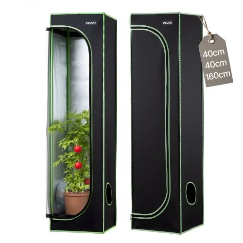 VEVOR Indoor Grow Tent, 40 x 40 x 160 cm, 600D High Reflective Mylar, Indoor Plant Tent with Observation Window, Floor Tray & Zipper, Heavy Duty Growing Tents for Fruit Flower Veggie