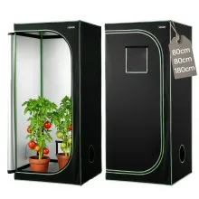 VEVOR Indoor Grow Tent, 80 x 80 x 180 cm, 600D High Reflective Mylar, Indoor Plant Tent with Observation Window, Floor Tray & Zipper, Heavy Duty Growing Tents for Fruit Flower Veggie