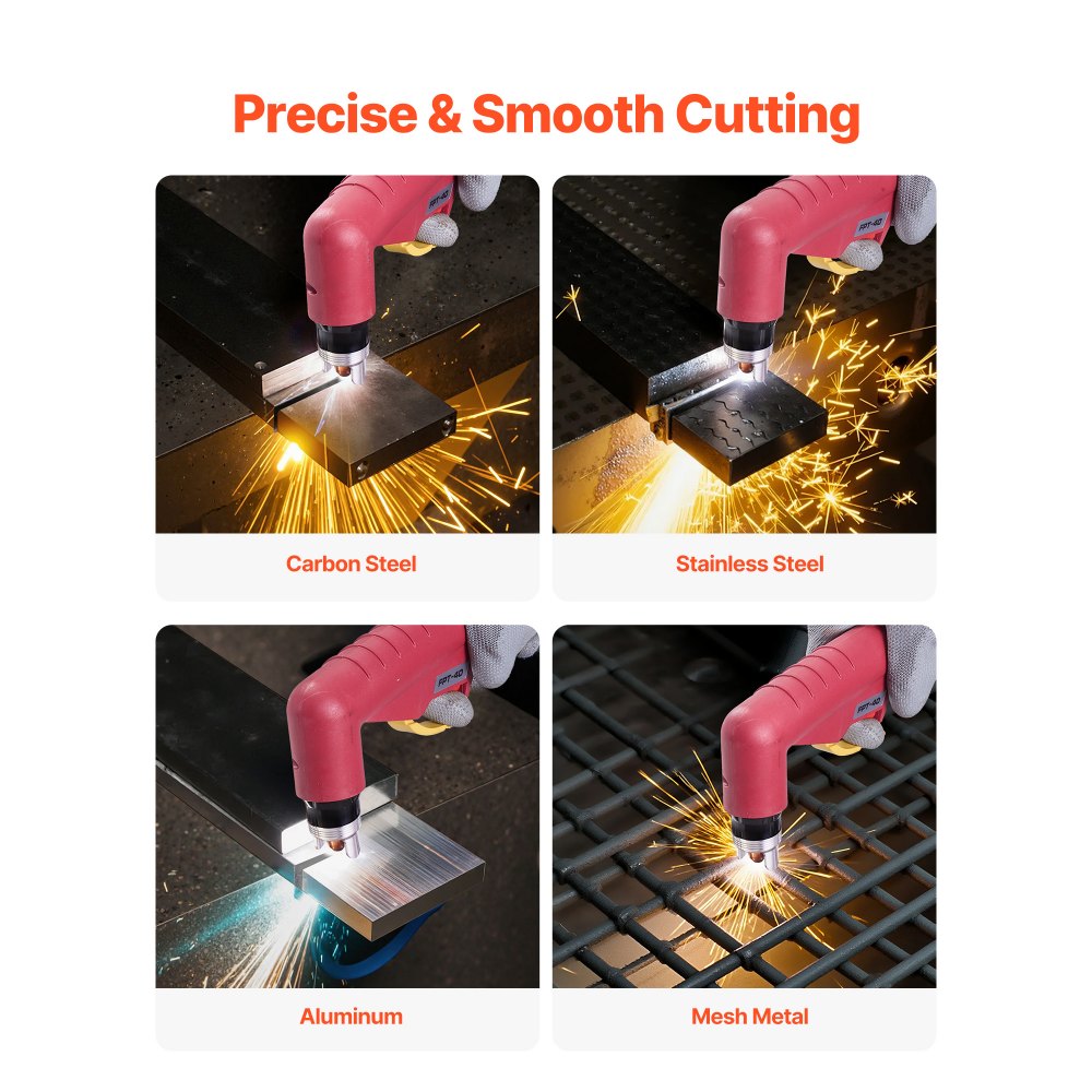 VEVOR Plasma Cutter, 65A Non-Touch Pilot Arc Plasma Cutting Machine Non-High Frequency - with 2T/4T Function & Adjustable PT Time, Digital Display IGBT Inverter for Home Repairs, Workshops