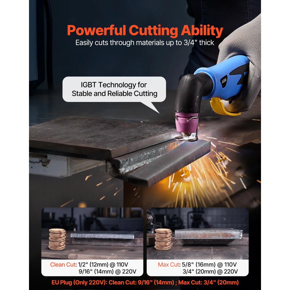 VEVOR Plasma Cutter, 65A Non-Touch Pilot Arc Plasma Cutting Machine, 220V Digital Display IGBT Inverter with 2T/4T Function & Adjustable PA/PT Time for Home Repairs, Workshops