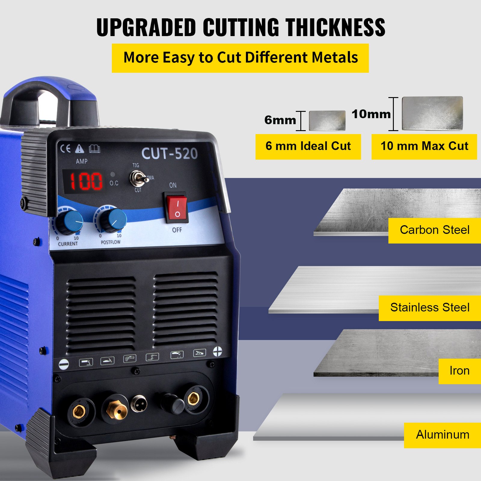 VEVOR Plasma Cutter CT520 3 in 1 Combo Welding Machine Multi Functional TIG/MMA/Plasma Cutter 200A Plasma Cutter Non-Touch Pilot Arc Plasma Cutting Machine