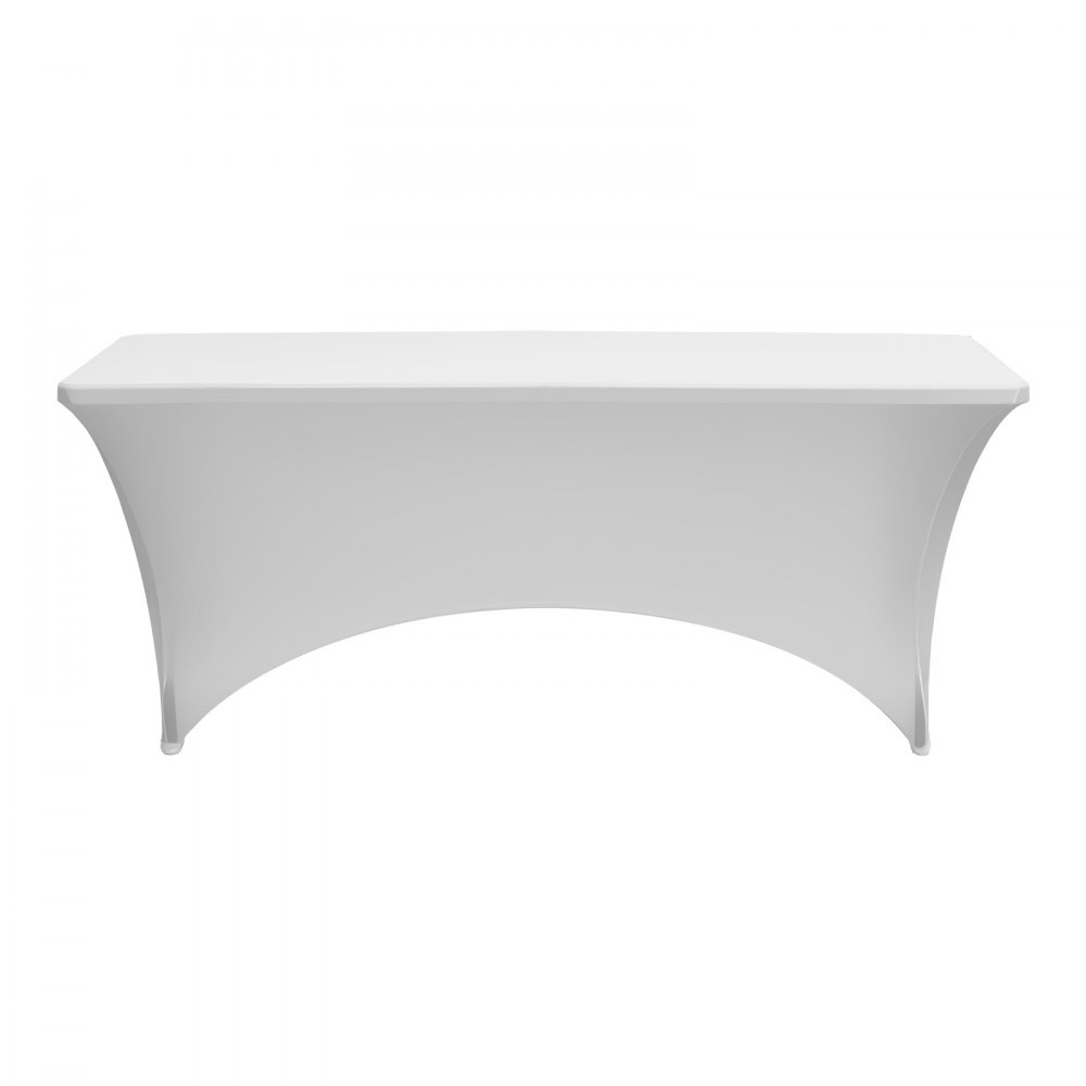 VEVOR 10 Pack Table Cloth for 6FT Rectangular Fitted Events, Wrinkle-Resistant Stretch White Table Covers, Washable Spandex Tablecloth Protector, for Party, Wedding, Cocktail, Banquet, Festival