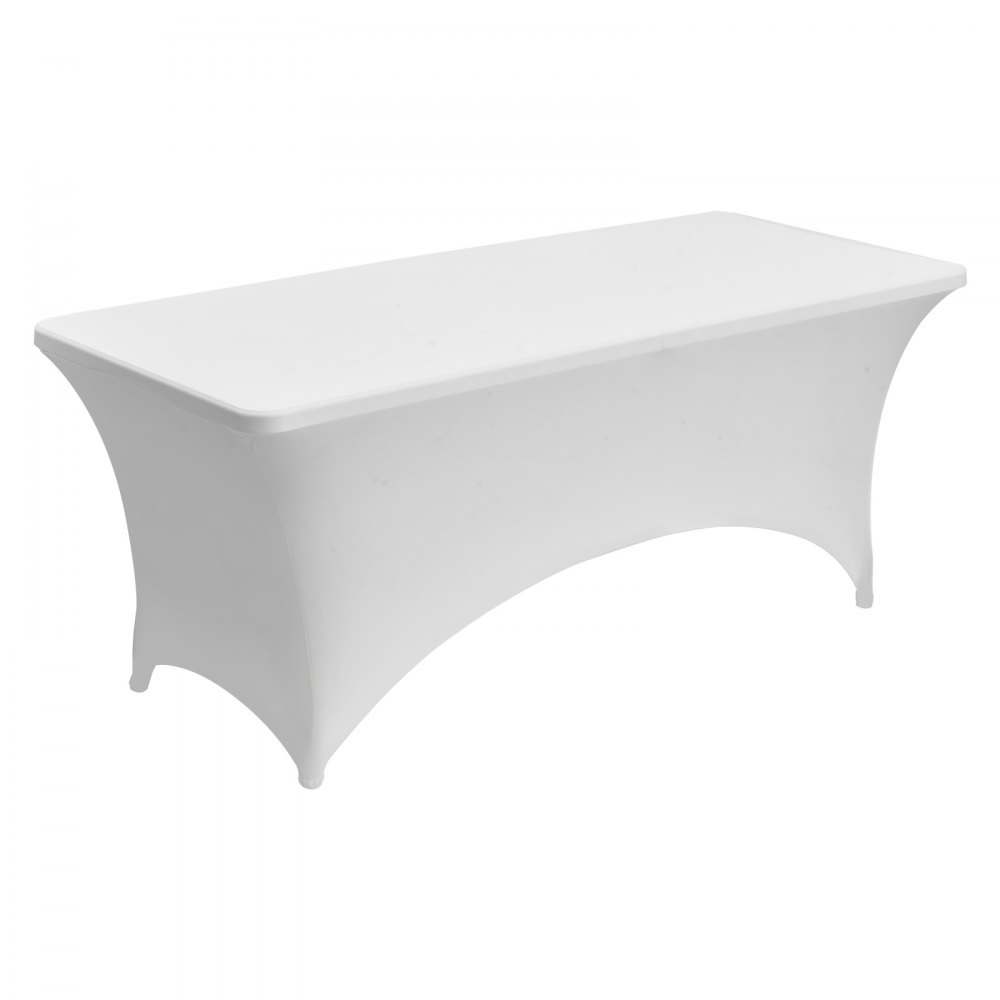 VEVOR 10 Pack Table Cloth for 6FT Rectangular Fitted Events, Wrinkle-Resistant Stretch White Table Covers, Washable Spandex Tablecloth Protector, for Party, Wedding, Cocktail, Banquet, Festival