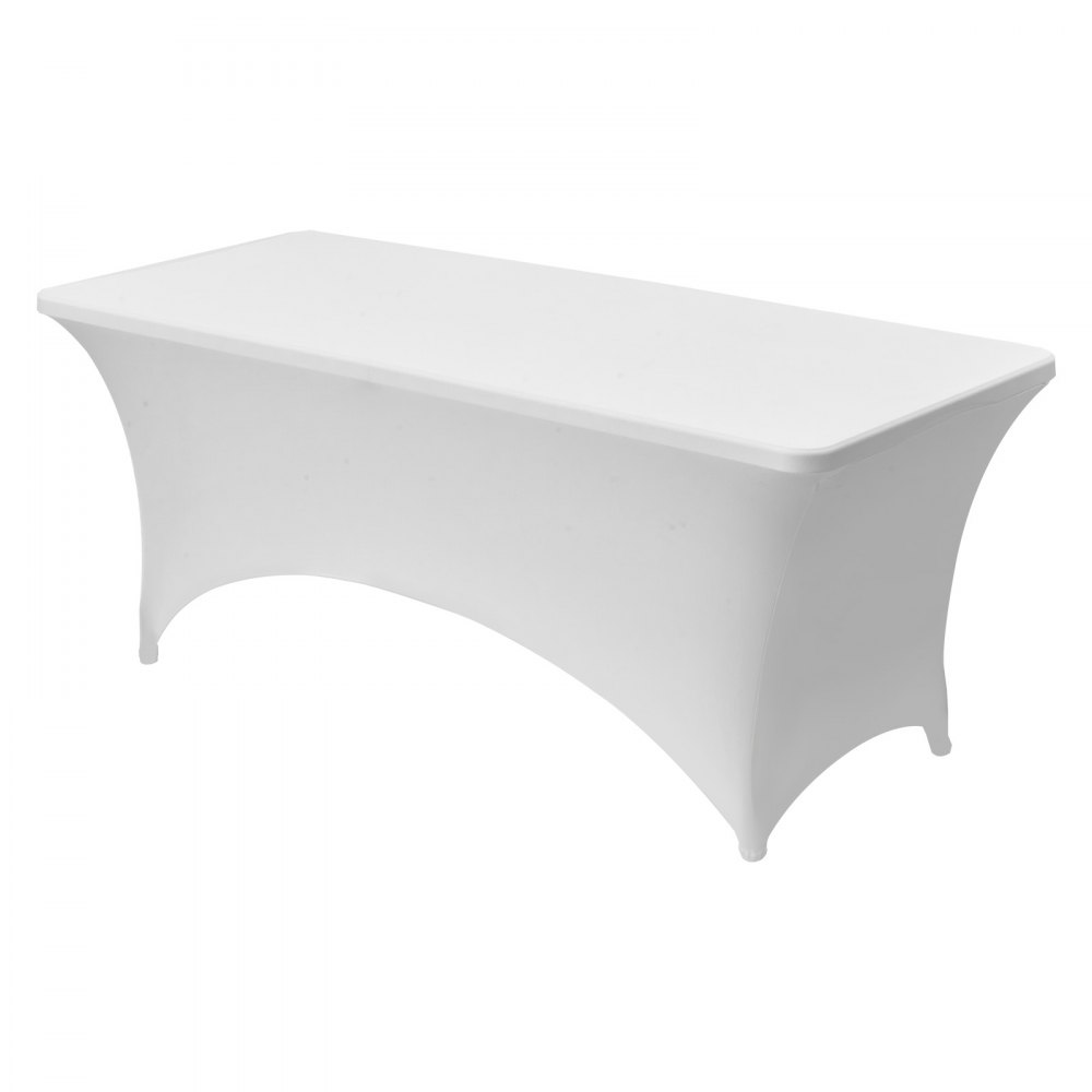 VEVOR 10 Pack Table Cloth for 6FT Rectangular Fitted Events, Wrinkle-Resistant Stretch White Table Covers, Washable Spandex Tablecloth Protector, for Party, Wedding, Cocktail, Banquet, Festival