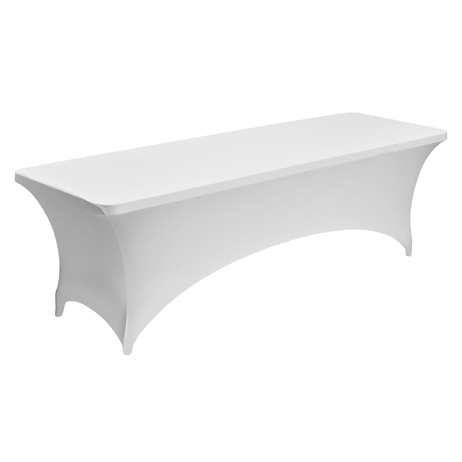 VEVOR 6 Pack Table Cloth for 8FT Rectangular Fitted Events, Wrinkle-Resistant Stretch White Table Covers, Washable Spandex Tablecloth Protector, for Party, Wedding, Cocktail, Banquet, Festival