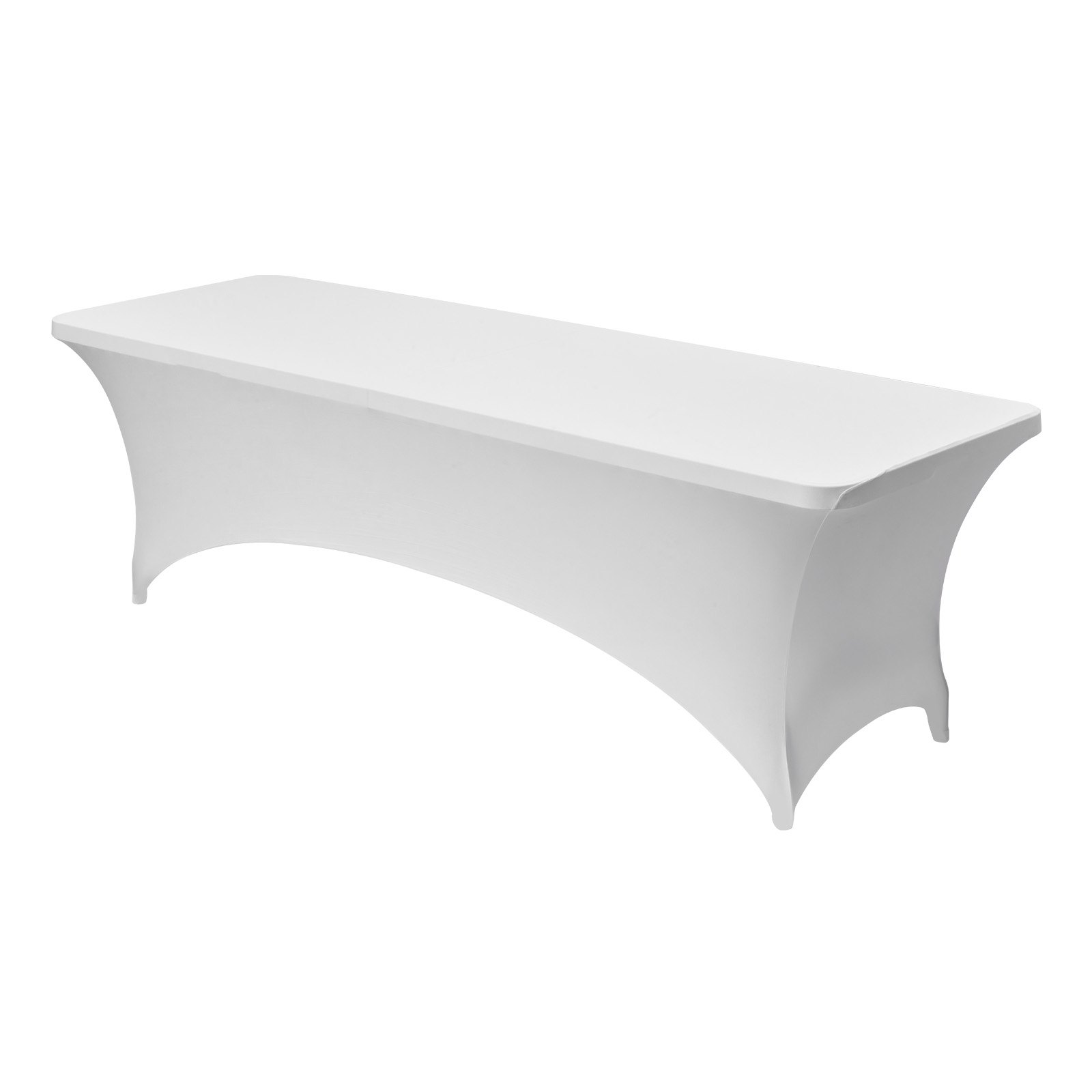 VEVOR 6 Pack Table Cloth for 8FT Rectangular Fitted Events, Wrinkle-Resistant Stretch White Table Covers, Washable Spandex Tablecloth Protector, for Party, Wedding, Cocktail, Banquet, Festival