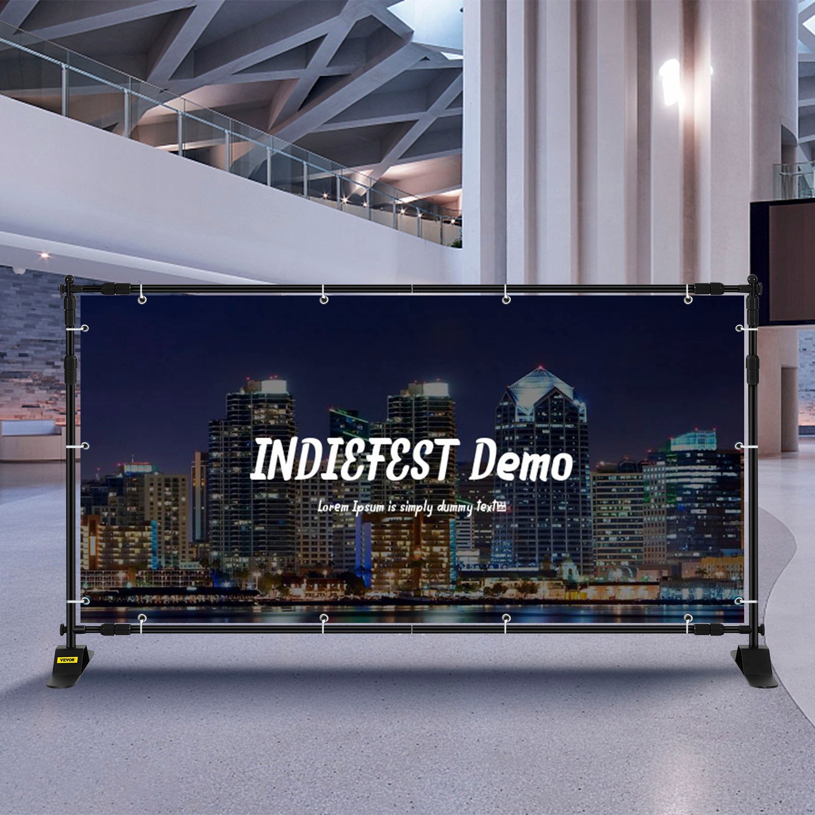 VEVOR 243.8 cm Backdrop Banner Stand Step and Repeat Adjustable Telescopic Lightweight Trade Show Display Wall Exhibitor with Carrying Bag