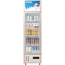 VEVOR Refrigerador comercial, refrigerador vertical para bebidas, puerta de vidrio con luz LED para el hogar, tienda, gimnasio u oficina (puerta batiente única de 11 pies cúbicos)