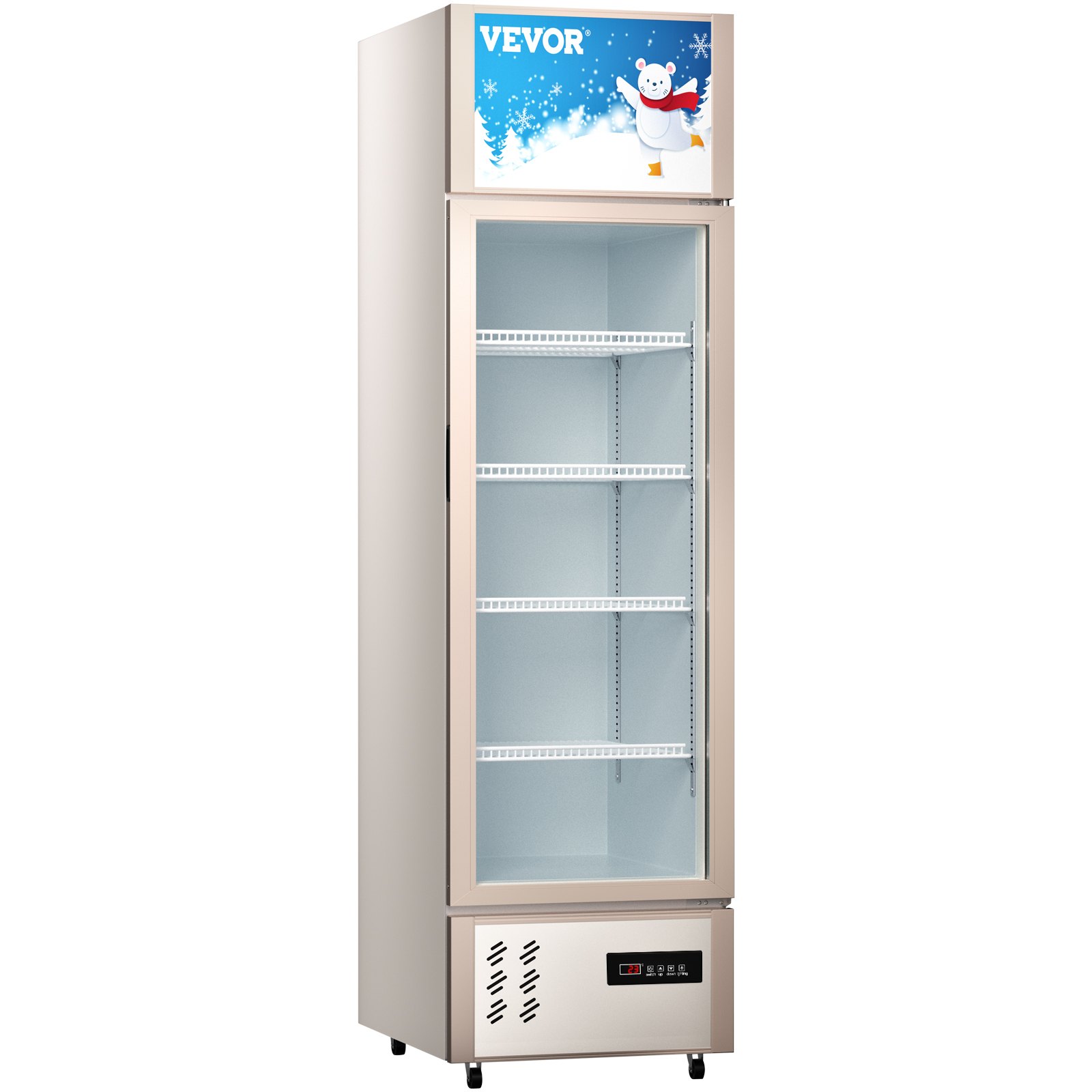 VEVOR Commercial Refrigerator,Display Fridge Upright Beverage Cooler, Glass Door with LED Light for Home, Store, Gym or Office, (11 cu.ft. Single Swing Door)