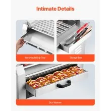 18 Hot Dog 7 Roller Electric Grill Cooker Machine Bun Warmer Cover 1200W