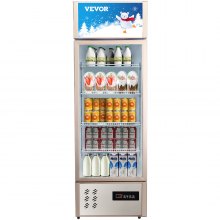 VEVOR Refrigerador comercial, refrigerador vertical para bebidas, puerta de vidrio con luz LED para el hogar, tienda, gimnasio u oficina, (8 pies cúbicos. Puerta batiente única)