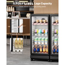 Commercial Merchandiser Refrigerator 5.7 CU.FT Glass Door Beverage Refrigerator