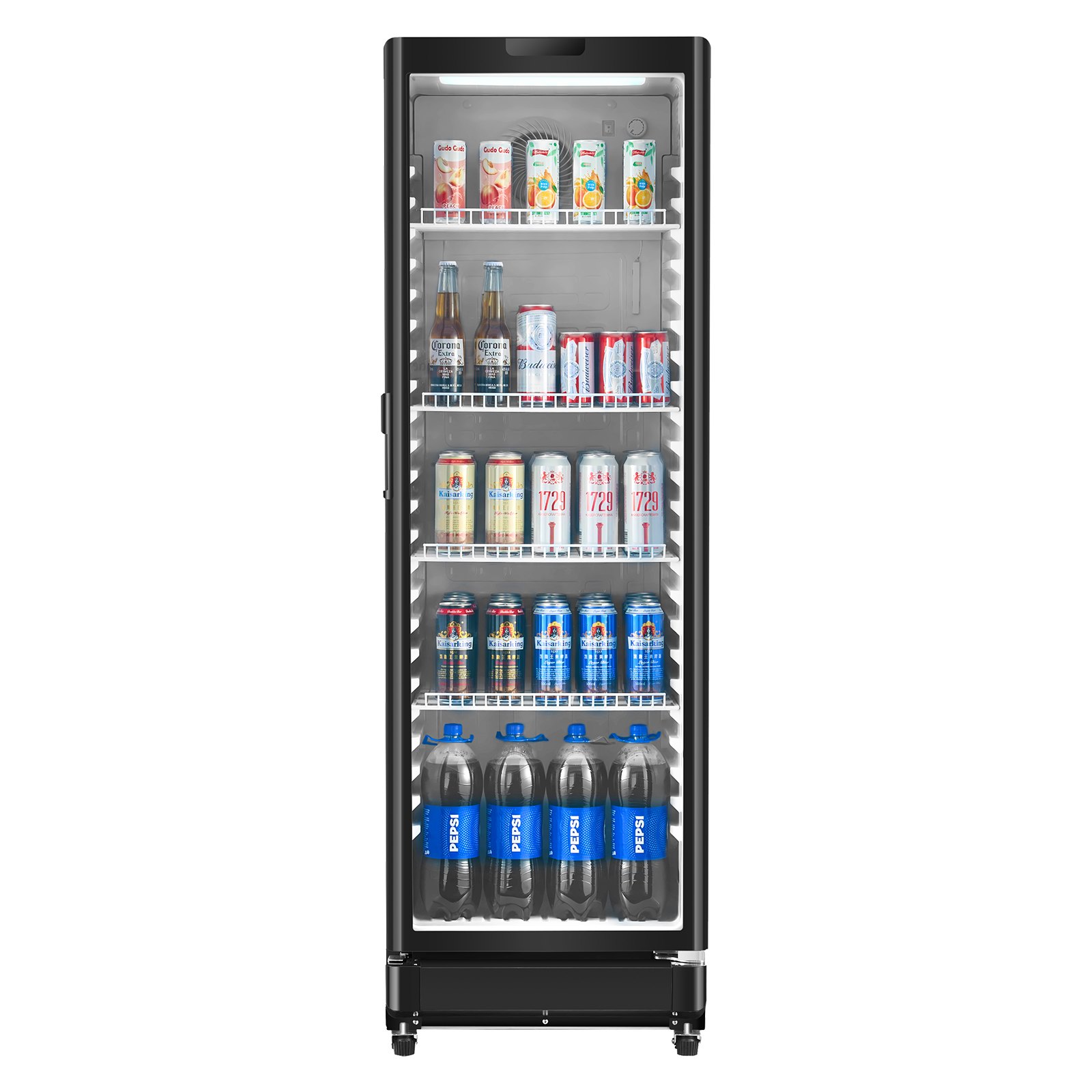VEVOR Commercial Merchandiser Refrigerator, 8.1 CU.FT Glass Door Display Refrigerator Upright Fridge, Beverage Refrigerator Cooler Merchandiser with 4 Adjustable Shelves and Soft LED Light, Black