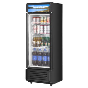 VEVOR Commercial Merchandiser Refrigerator, 12.2 CU.FT Glass Door Display Refrigerator, Beverage Refrigerator Cooler Merchandiser with Adjustable Shelves, Soft LED Light, Customizable Lightbox, Black | VEVOR US
