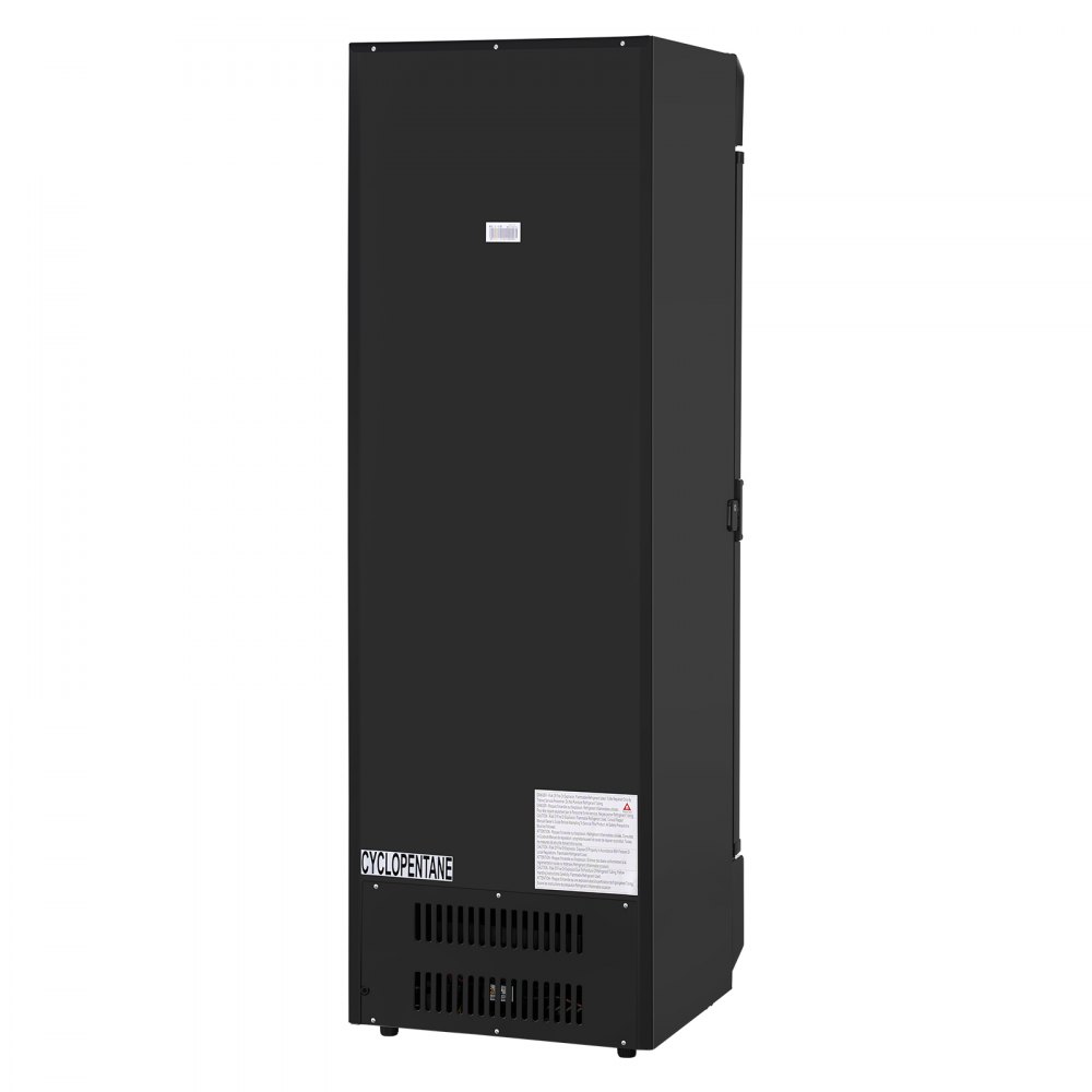 VEVOR Commercial Merchandiser Refrigerator, 12.2 CU.FT Glass Door Display Refrigerator, Beverage Refrigerator Cooler Merchandiser with Adjustable Shelves, Soft LED Light, Customizable Lightbox, Black