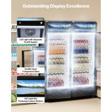 Commercial Merchandiser Refrigerator 12.2 CU.FT Glass Door Display Refrigerator