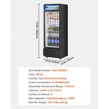 Commercial Merchandiser Refrigerator 12.2 CU.FT Glass Door Display Refrigerator