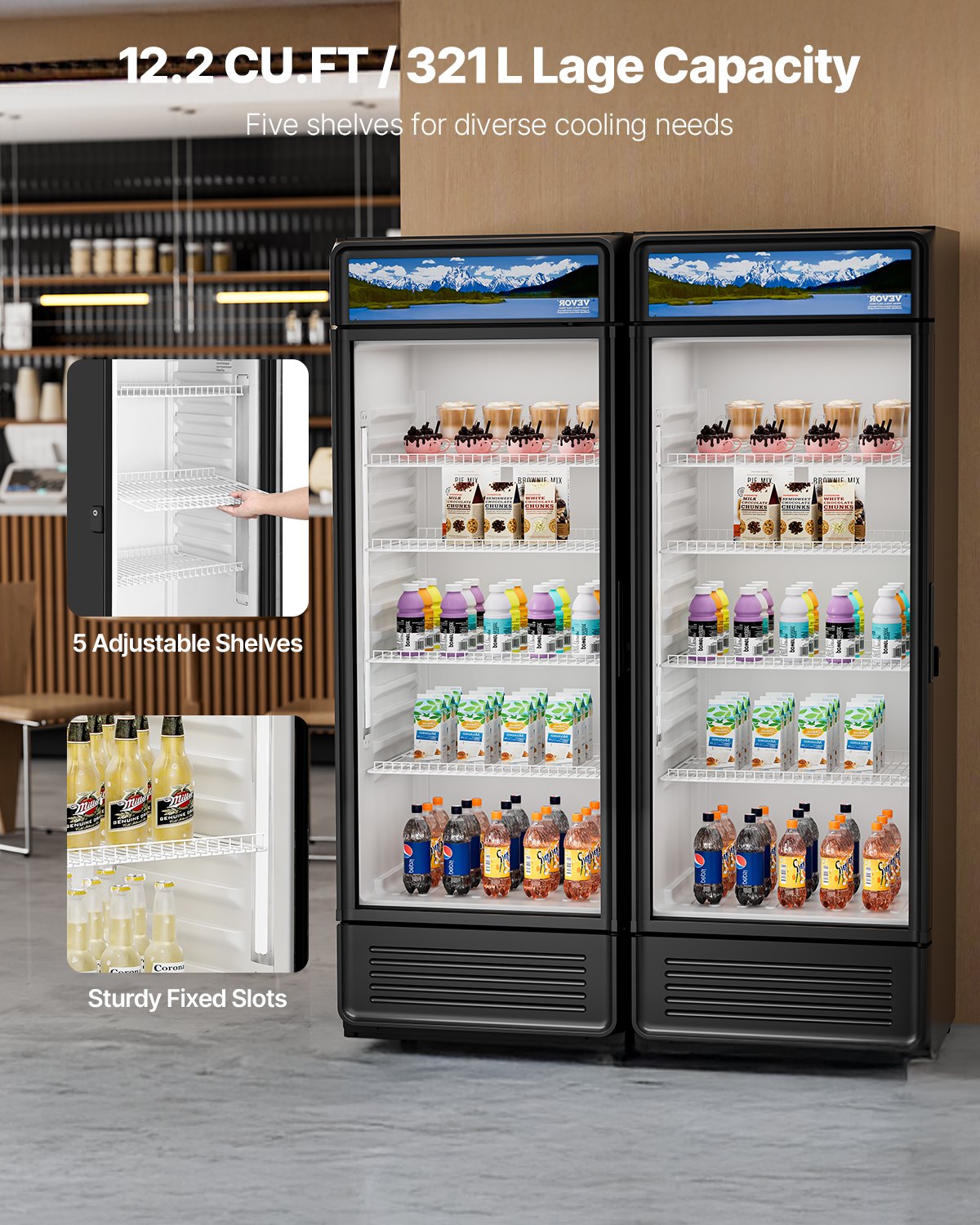 Commercial Merchandiser Refrigerator 12.2 CU.FT Glass Door Display Refrigerator Commercial Merchandiser Refrigerator 12.2 CU.FT Glass Door Display Refrigerator