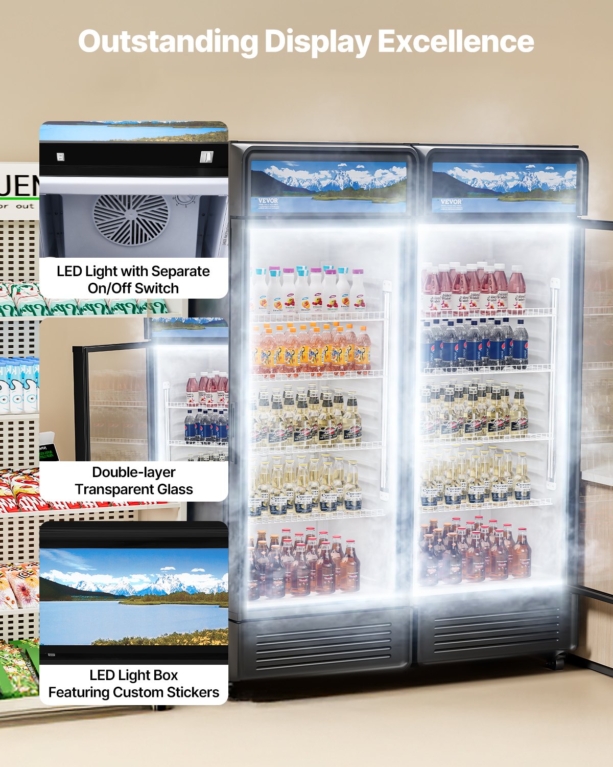 Commercial Merchandiser Refrigerator 12.2 CU.FT Glass Door Display Refrigerator Commercial Merchandiser Refrigerator 12.2 CU.FT Glass Door Display Refrigerator