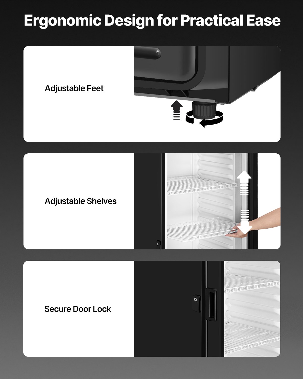VEVOR Commercial Merchandiser Refrigerator, 12.2 CU.FT Glass Door Display Refrigerator, Beverage Refrigerator Cooler Merchandiser with Adjustable Shelves, Soft LED Light, Customizable Lightbox, Black