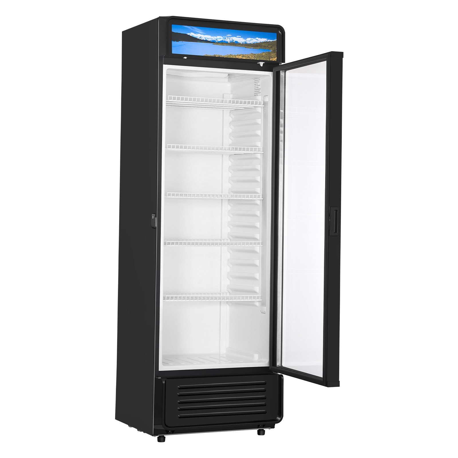 VEVOR Commercial Merchandiser Refrigerator, 12.2 CU.FT Glass Door Display Refrigerator, Beverage Refrigerator Cooler Merchandiser with Adjustable Shelves, Soft LED Light, Customizable Lightbox, Black