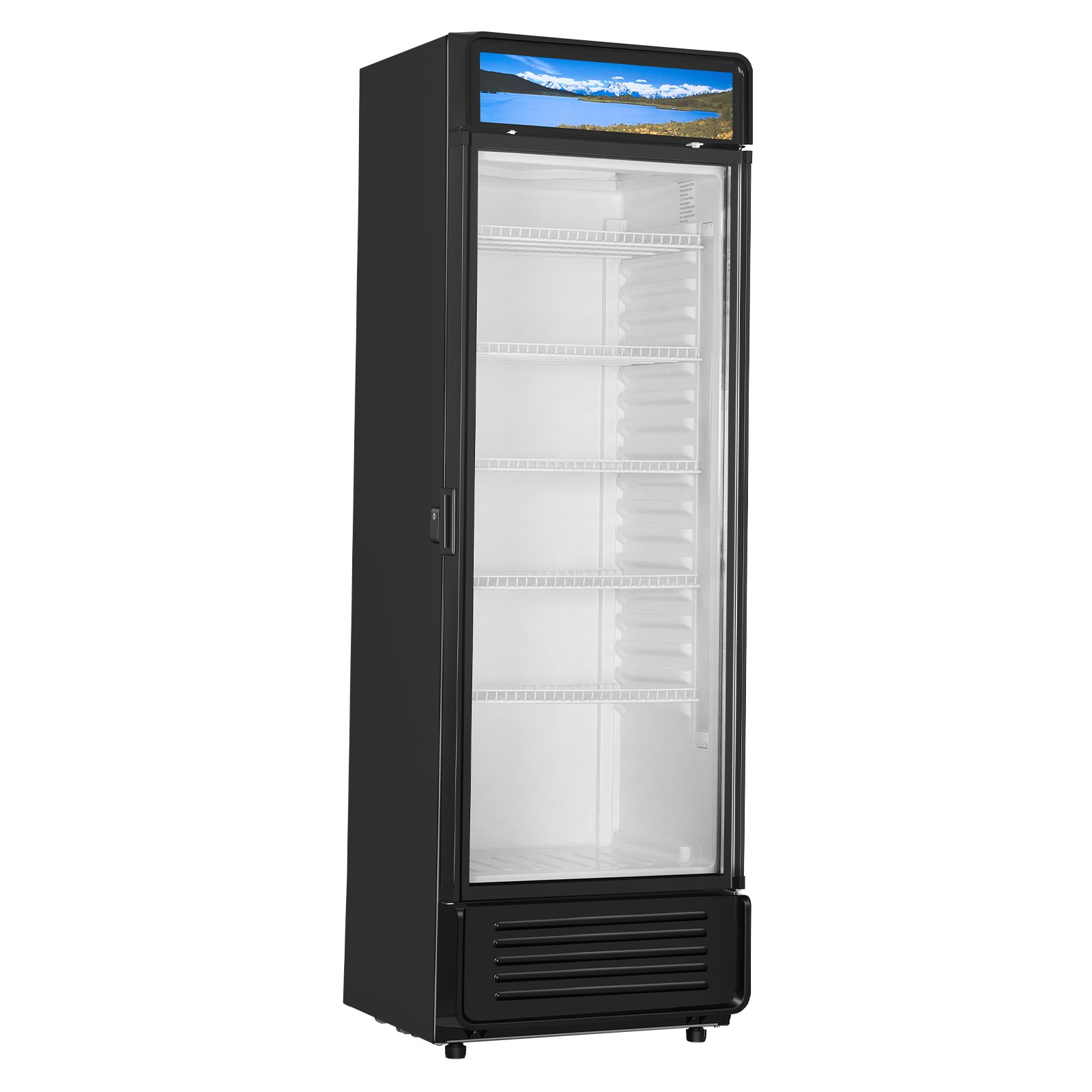 VEVOR Commercial Merchandiser Refrigerator, 12.2 CU.FT Glass Door Display Refrigerator, Beverage Refrigerator Cooler Merchandiser with Adjustable Shelves, Soft LED Light, Customizable Lightbox, Black