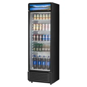 VEVOR Commercial Merchandiser Refrigerator, 13.3 CU.FT Glass Door Display Refrigerator, Beverage Refrigerator Cooler Merchandiser with Adjustable Shelves, Soft LED Light, Customizable Lightbox, Black | VEVOR US
