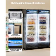 Commercial Merchandiser Refrigerator 13.3 CU.FT Glass Door Display Refrigerator