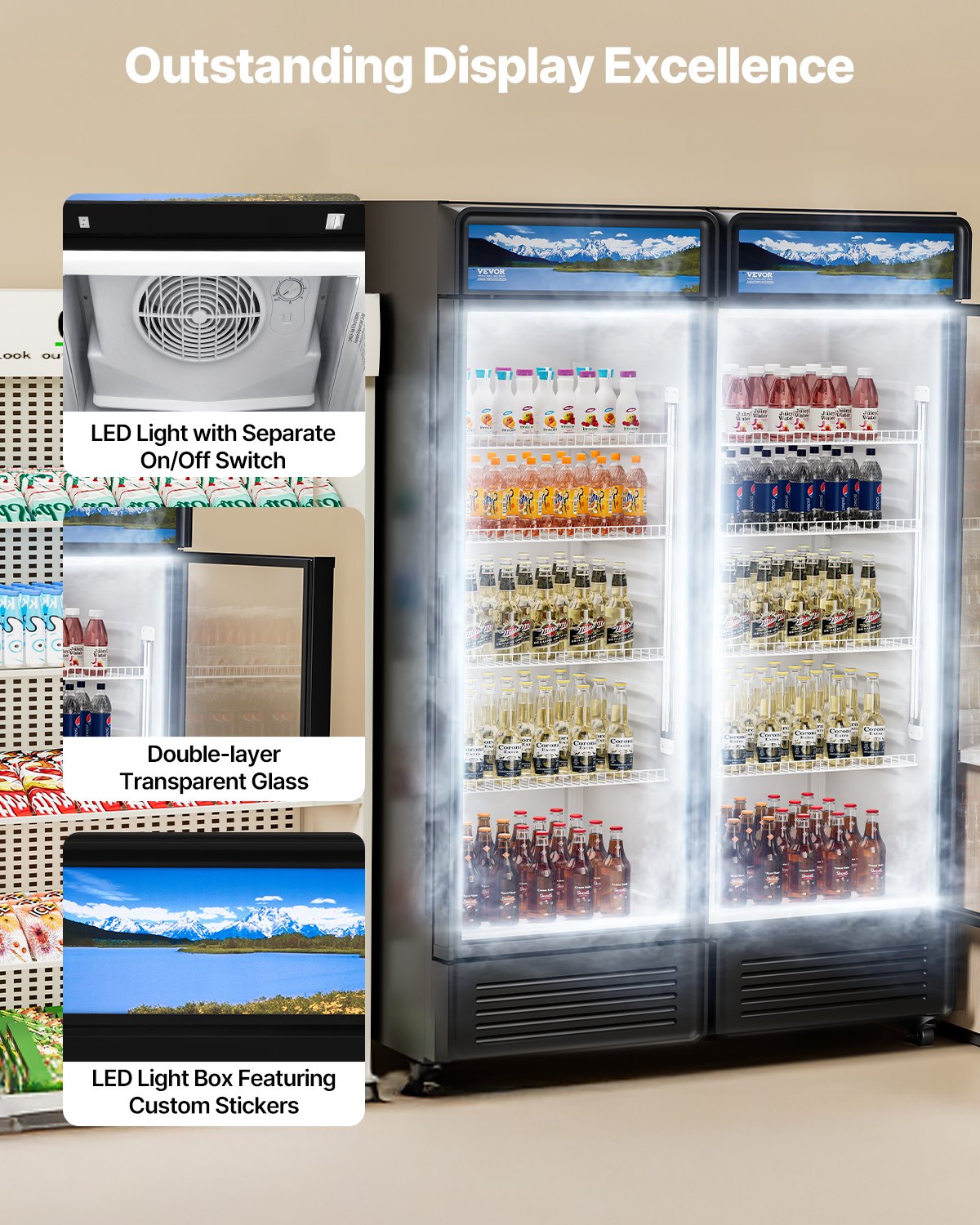 Commercial Merchandiser Refrigerator 13.3 CU.FT Glass Door Display Refrigerator Commercial Merchandiser Refrigerator 13.3 CU.FT Glass Door Display Refrigerator