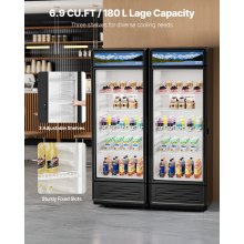 Commercial Merchandiser Refrigerator 6.9 CU.FT Glass Door Beverage Refrigerator