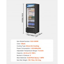 Commercial Merchandiser Refrigerator 6.9 CU.FT Glass Door Beverage Refrigerator