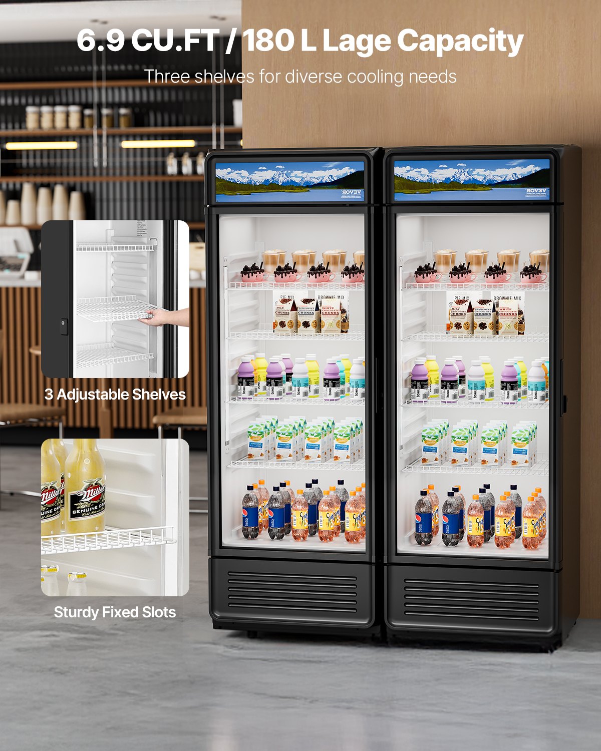 Commercial Merchandiser Refrigerator 6.9 CU.FT Glass Door Beverage Refrigerator Commercial Merchandiser Refrigerator 6.9 CU.FT Glass Door Beverage Refrigerator