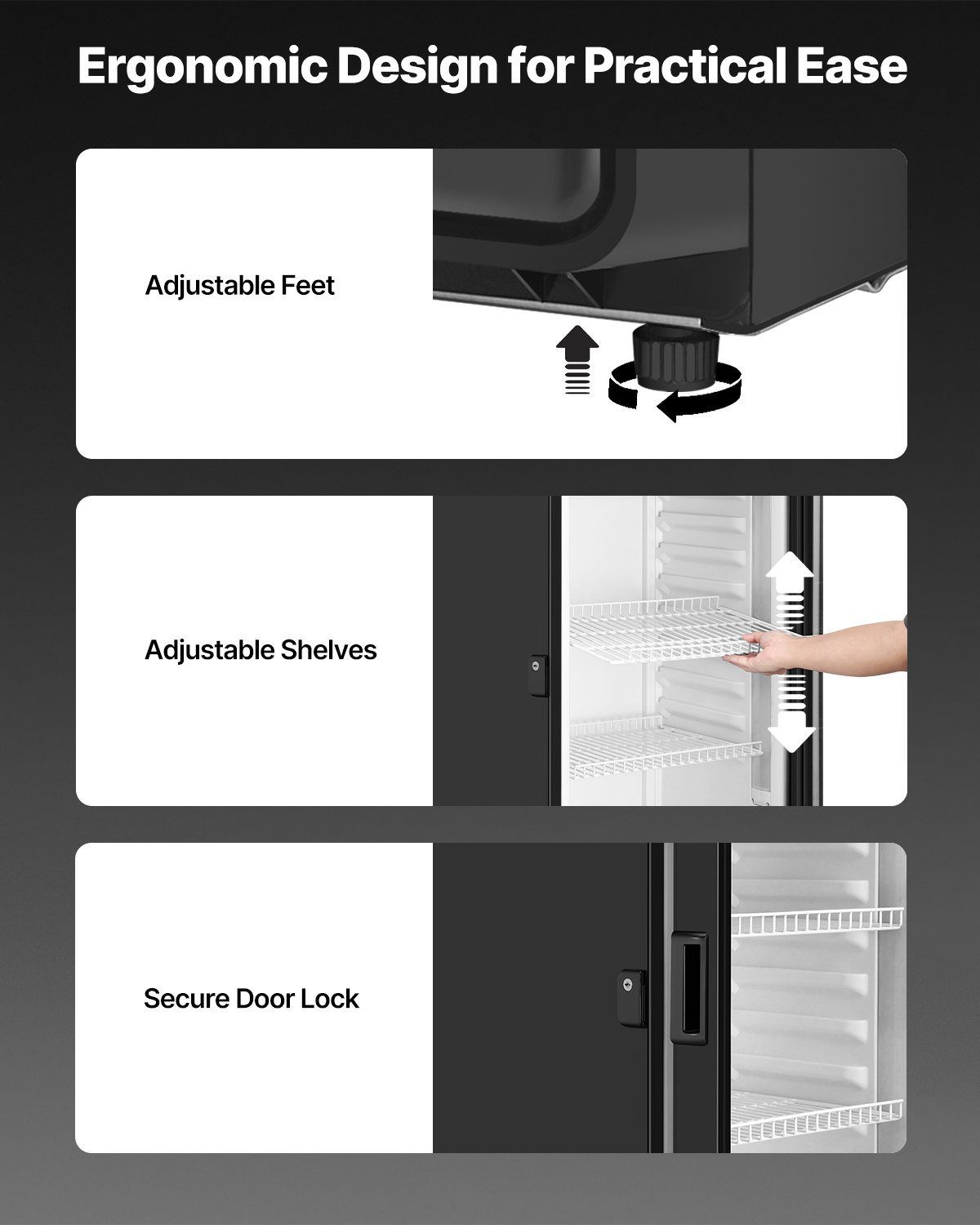 VEVOR Commercial Merchandiser Refrigerator, 6.9 CU.FT Glass Door Display Refrigerator, Beverage Refrigerator Cooler Merchandiser with Adjustable Shelves, Soft LED Light, Customizable Lightbox, Black