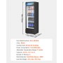 VEVOR Commercial Merchandiser Refrigerator, 9.7 CU.FT Glass Door Display Refrigerator, Beverage Refrigerator Cooler Merchandiser with Adjustable Shelves, Soft LED Light, Customizable Lightbox, Black