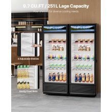 Commercial Merchandiser Refrigerator 9.7 CU.FT Glass Door Beverage Refrigerator