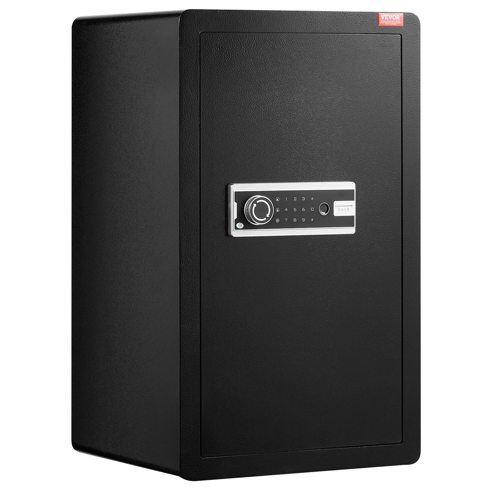 VEVOR Single Door 4.0 cu.ft Safe Box with Key Lock, Password & Fingerprint, Safe Lock Box with Fireproof Bag, Key Rack, LED Light, and 2 Shelves for Money, Documents, Jewelry, and Valuables, Black