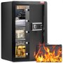 VEVOR Single Door 4.0 cu.ft Safe Box with Key Lock & Password LED Light Black