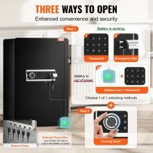 VEVOR Single Door 3.5 cu.ft Safe Box with Key Lock & Password LED Light Black,organize cash, passports, jewelry, gold, watches and documents