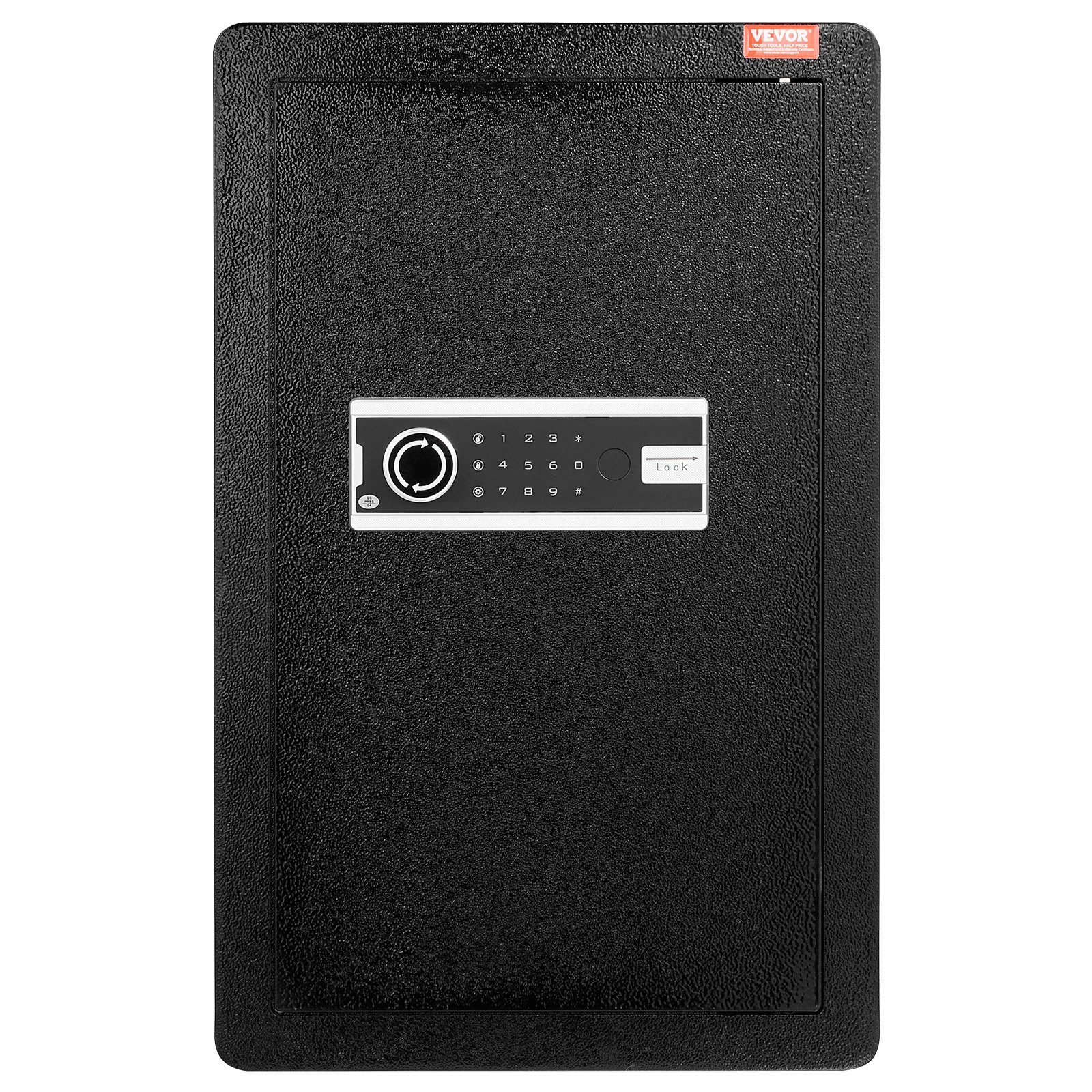 VEVOR Single Door 3.5 cu.ft Safe Box with Key Lock & Password, Safe Lock Box with Fireproof Bag, Key Rack, LED Light, and 2 Shelves for Money, Documents, Jewelry, and Valuables, Black