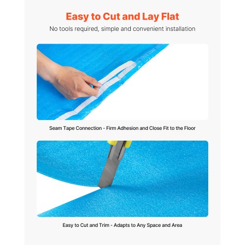 VEVOR Floor Underlayment 27.9 m, 3-in-1 3 mm Thick Flooring Padding with  Tape &