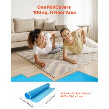 Floor Underlayment 300 sq ft 3mm 3-in-1 Vapor Barrier for Laminate Blue