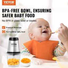 VEVOR Electric Food Chopper Food Processor 2.5 Cup Glass Bowl Meat Grinder Mixer