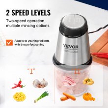 VEVOR Electric Food Chopper Food Processor 2.5 Cup Glass Bowl Meat Grinder Mixer