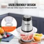 VEVOR Food Processor, Electric Meat Grinder with 4 Stainless Steel Blades, 400W Electric Food Chopper, 5 Cup Glass Bowl, 2 Speeds Food Grinder for Baby Food, Meat, Onion, Vegetables