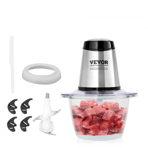 VEVOR Electric Food Chopper Food Processor 5 Cup Glass Bowl Meat Grinder Mixer