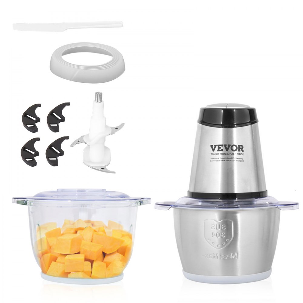 VEVOR Food Processor, Electric Meat Grinder with 4-Wing Stainless Steel  Blades, Cup+5 Cup Two Bowls, 400W Electric Food Chopper, Speeds Food  Grinder for Baby Food, Meat, Onion, Vegetables VEVOR US