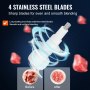 4 stainless steel blades for the VEVOR electric food processor, showcasing even and smooth blending.