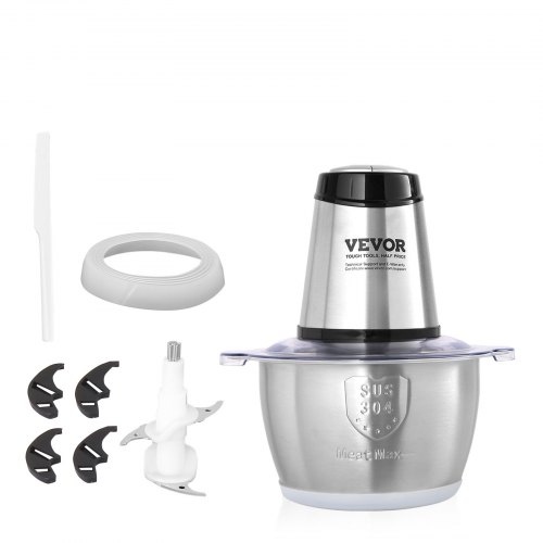 VEVOR Electric Food Chopper Processor 8 Cup Stainless Steel Bowl Meat Grinder