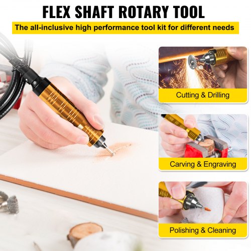 VEVOR Flex Shaft Grinder 380W Rotary Tool 500-23000RPM Rotary Carver With 1 4 3 Jaw Chuck Stepless Speed Foot Pedal Hanging Grinding Machine 131pcs Accessories For Jewelry Polishing Grinding D