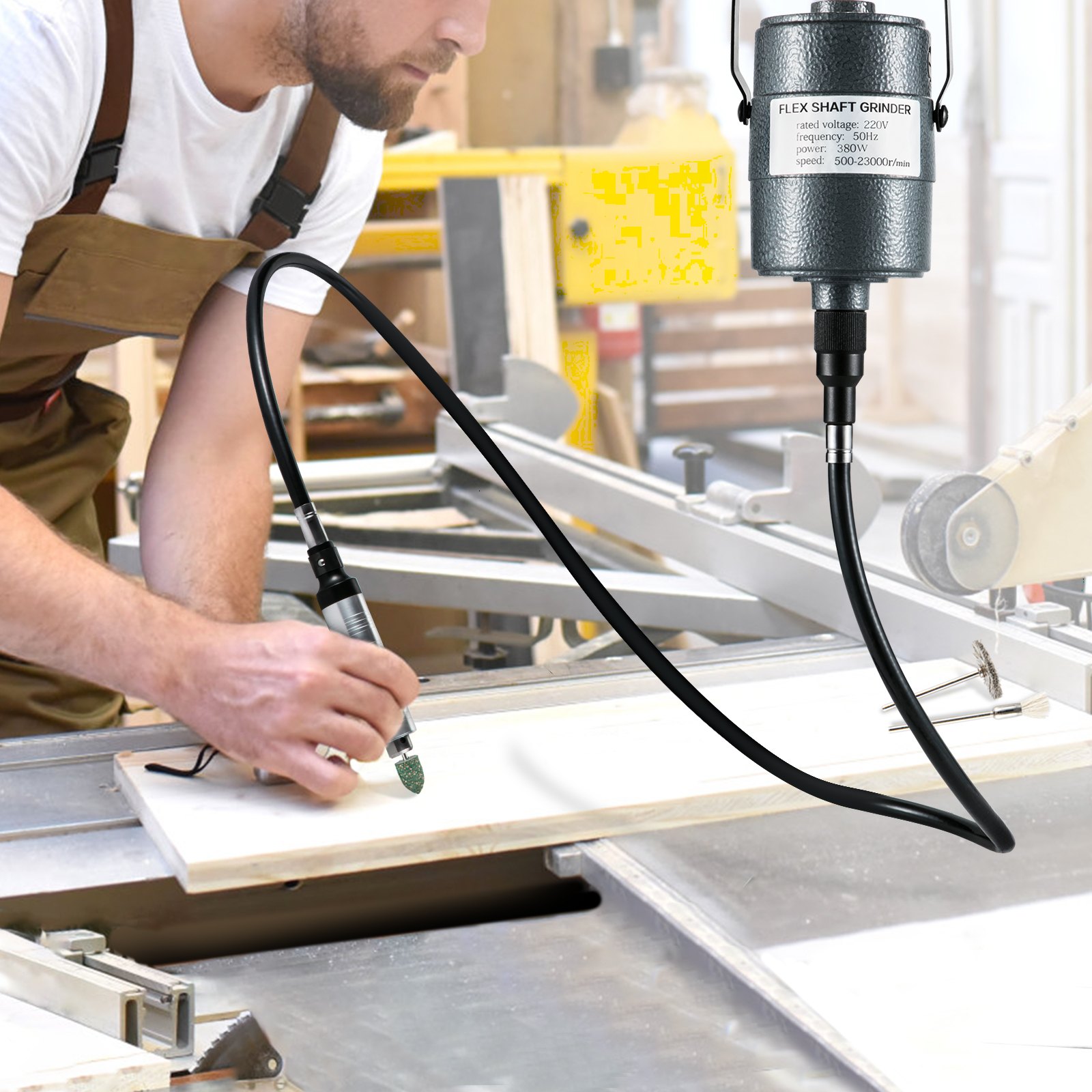 VEVOR Flex Shaft Grinder Rotary Tool 380W 6.5mm Chuck w/ Foot Pedal 45 Accessory